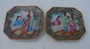 C. 1875 PAIR CHINESE EXPORT ROSE MEDALLION 8-SIDED CONDAMINT DISHES