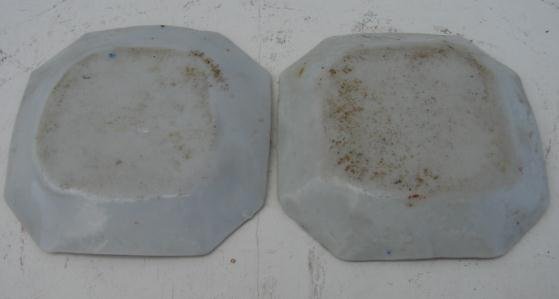 C. 1875 PAIR CHINESE EXPORT ROSE MEDALLION 8-SIDED CONDAMINT DISHES