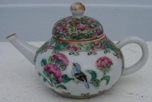 C. 1880 CHINESE EXPORT ROSE MEDALLION MINATURE TEAPOT