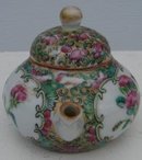 C. 1880 CHINESE EXPORT ROSE MEDALLION MINATURE TEAPOT