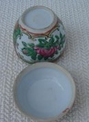 C. 1880 ROSE MEDALLION BARREL SHAPE DRESSING JAR