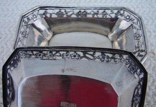 C. 1890 PAIR OF CHINESE SILVER SALTS