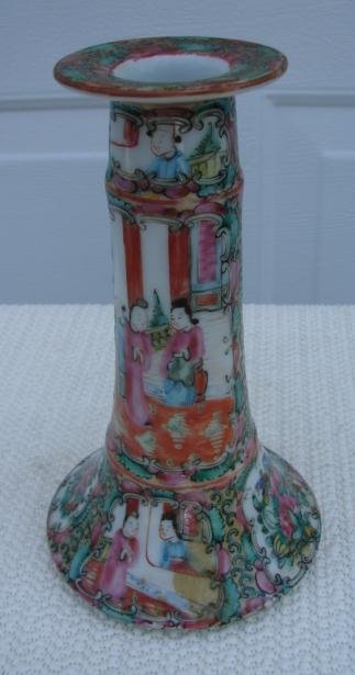 C. 1890 CHINESE EXPORT ROSE MEDALLION CANDLESTICK 7