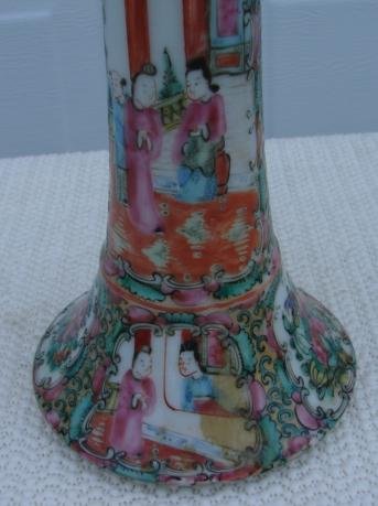 C. 1890 CHINESE EXPORT ROSE MEDALLION CANDLESTICK 7