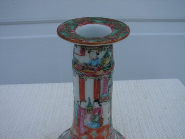 C. 1890 CHINESE EXPORT ROSE MEDALLION CANDLESTICK 7