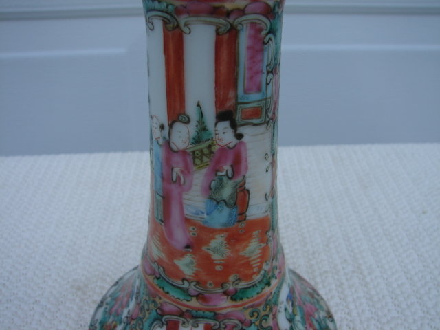 C. 1890 CHINESE EXPORT ROSE MEDALLION CANDLESTICK 7
