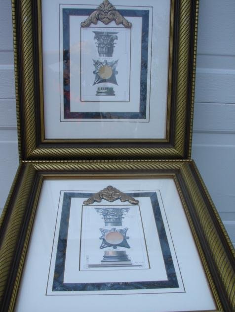 PAIR OF ARCHITECTURAL COLUMNS ENGRAVINGS