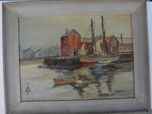 20TH CENTURY OIL ON PANEL OF GLOUCESTER HARBOR SCENE