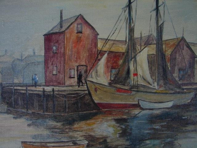 20TH CENTURY OIL ON PANEL OF GLOUCESTER HARBOR SCENE