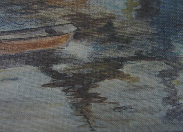 20TH CENTURY OIL ON PANEL OF GLOUCESTER HARBOR SCENE