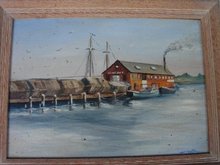 20TH CENTURY OIL ON PANEL OF GLOUCESTER HARBOR SCENE