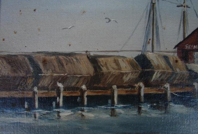 20TH CENTURY OIL ON PANEL OF GLOUCESTER HARBOR SCENE