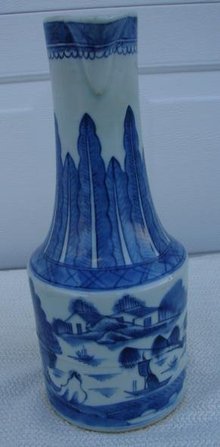 C. 1820 CHINESE EXPORT RARE BLUE CANTON EWER 12 1/2