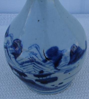 C. 1875 CHINESE EXPORT BLUE/WHITE HOT WATER BOTTLE 9