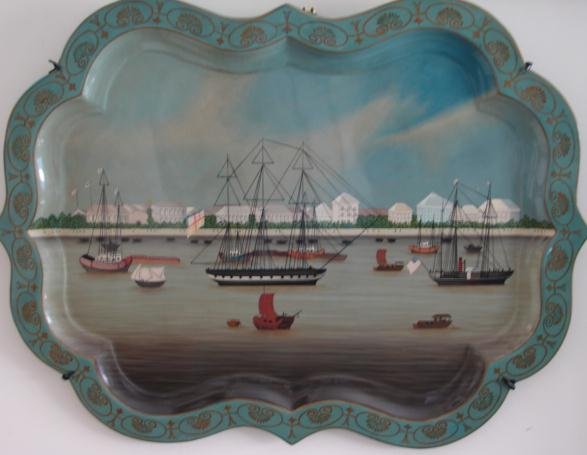 MAITLAND SMITH TOLE TRAY OF HONGS AND HARBOR, HONG KONG