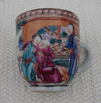 C. 1770 CHINESE EXPORT MANDARIN PALETTE DEMITASSE CUP