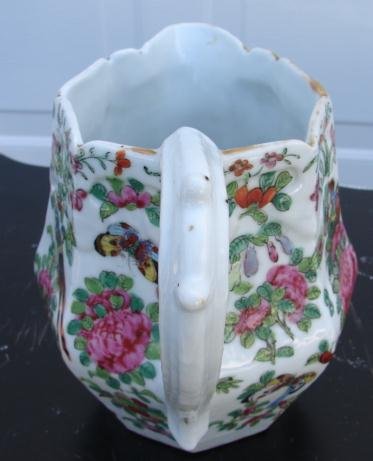 C. 1850 CHINESE EXPORT ROSE CANTON SCALLOPED PITCHER 7