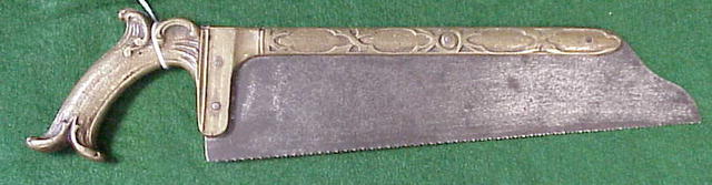 Antique brass mounted surgical/amputation saw