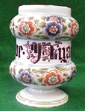 Porcelain apothecary jar with underglaze