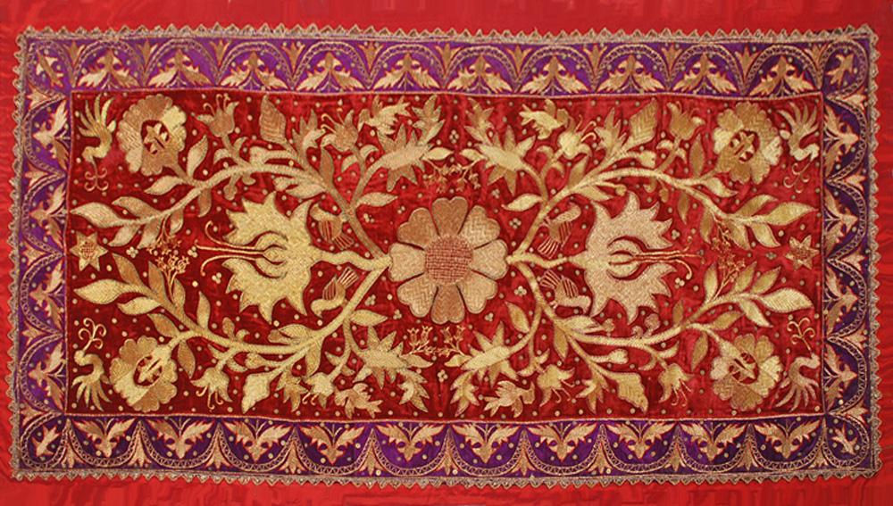 Large Antique Embroidered Decorative Pillow Cover