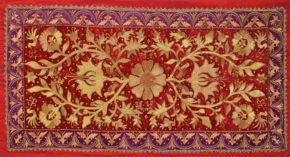 Large Antique Embroidered Decorative Pillow Cover