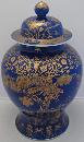 Antique Chinese Porcelain Jar (Antique Chinese Powder Blue Porcelain Jar Decorated with Gilt Hawk in a Pine Tree)