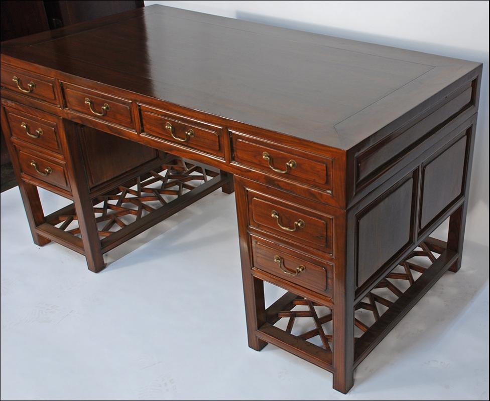 Asian-Inspired, Three-Part Partner's Desk