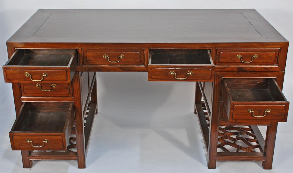 Asian-Inspired, Three-Part Partner's Desk
