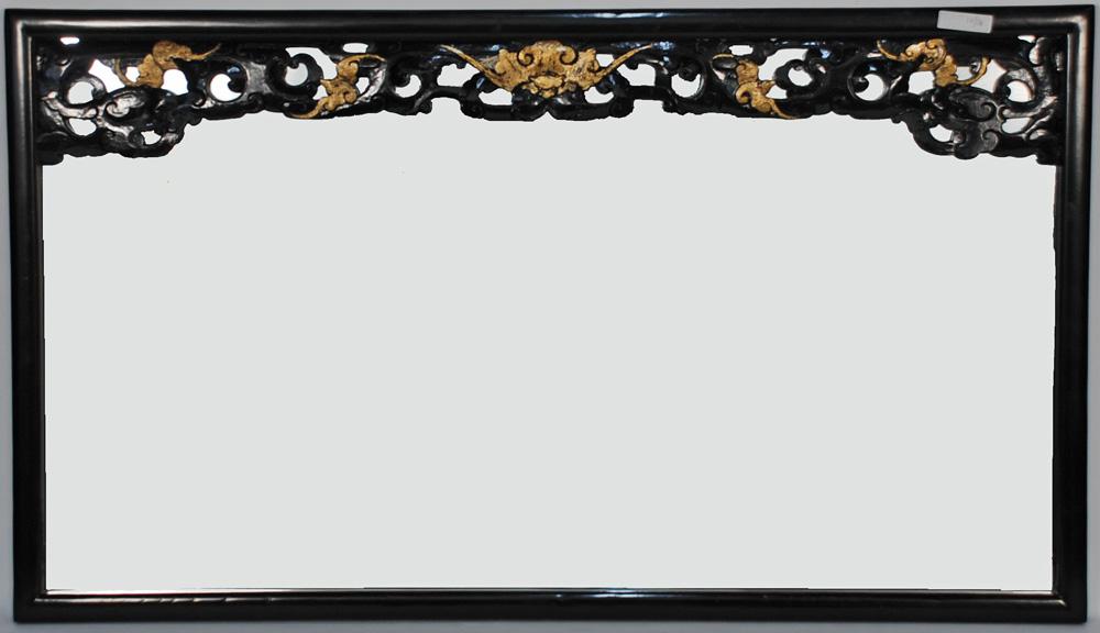 Asian-Inspired Black Lacquered Mirror