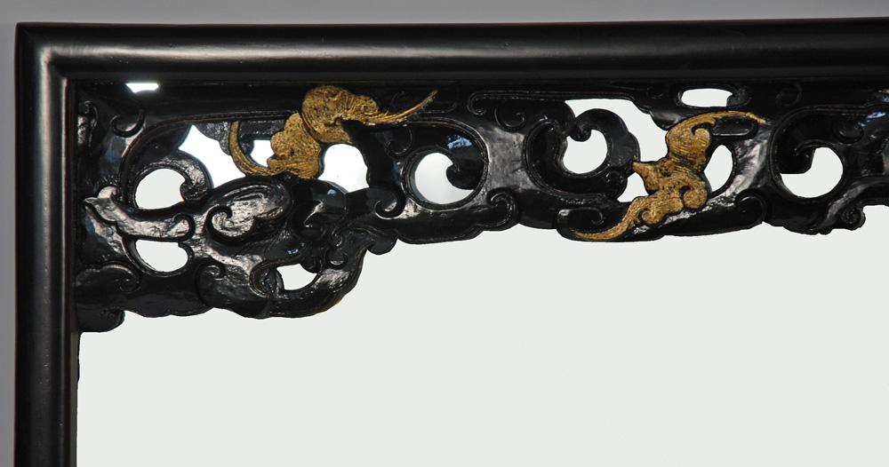 Asian-Inspired Black Lacquered Mirror