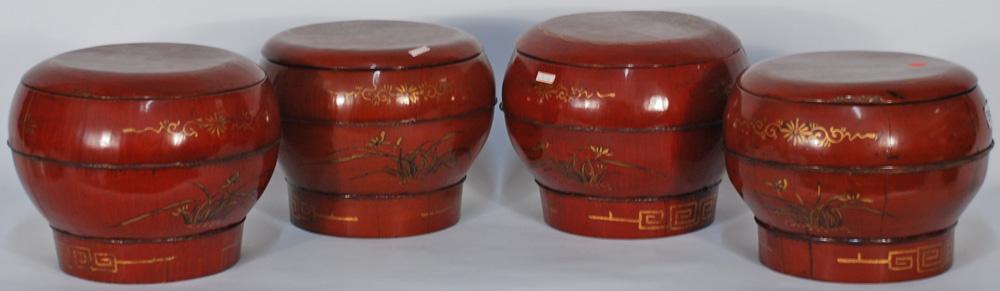 Chinese Bulb Shaped Painted Bucket with Lid