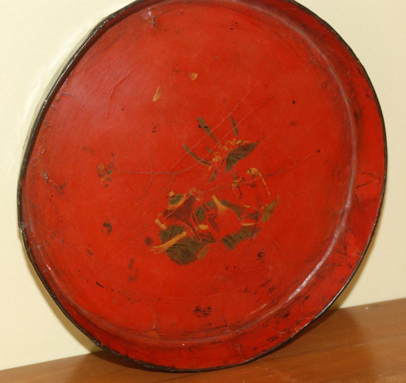 Antique Asian Red Lacquered Tray