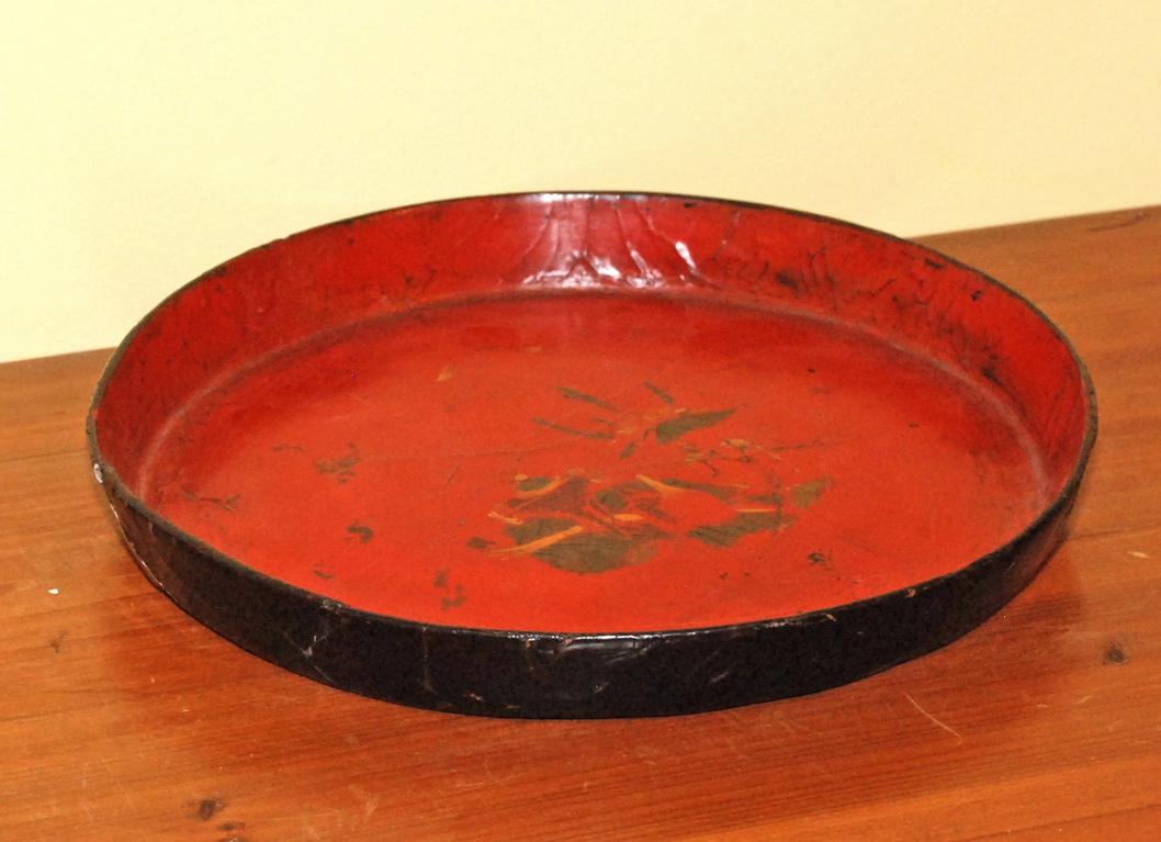 Antique Asian Red Lacquered Tray