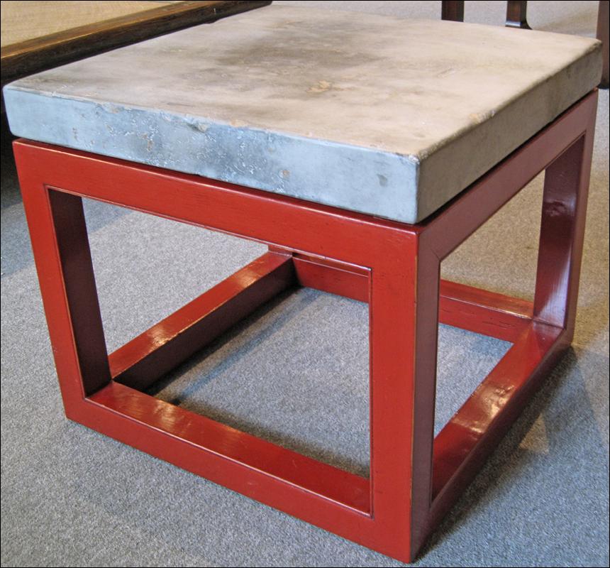 Asian Stone Top Table with Cube Base
