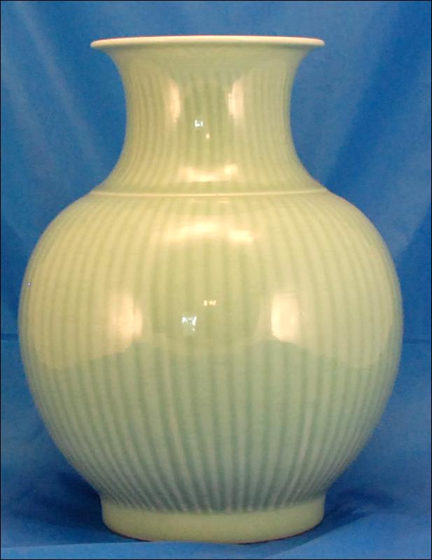 Large Bulb Shaped Celadon Vase