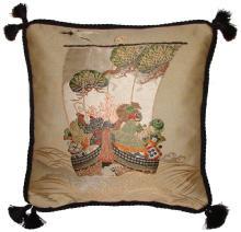 Fukusa Accent Pillow with Treasure Ship