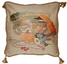 Fukusa Decorative Pillow with Fan and Mallet Of Luck