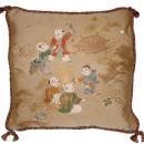 Fukusa Designer Accent Pillow with Children Playing