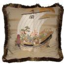 Fukusa Designer Accent Pillow with Treasure Ship