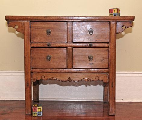 Old Asian table modified to have 4 drawers