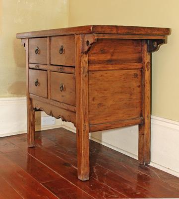 Old Asian table modified to have 4 drawers