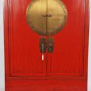 Chinese Antique Wedding Cabinet with Brass Zodiac Medallion