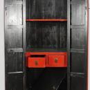 Asian-Inspired Red Lacquered Tall and Slender Cabinet