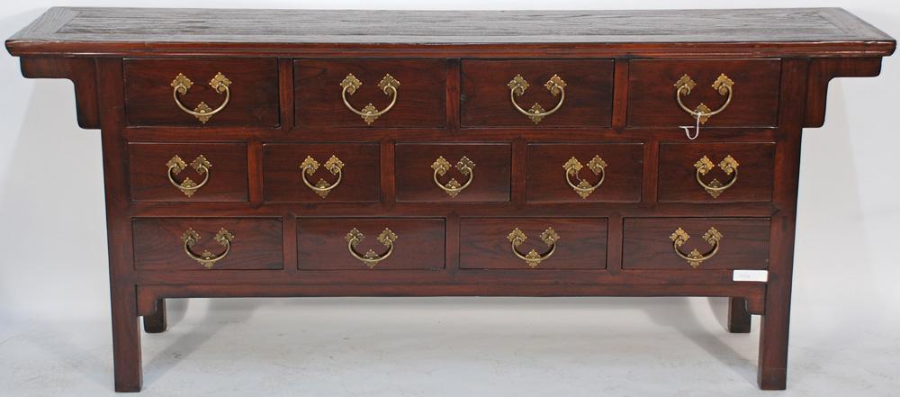 Asian-Inspired Buffet Console Cabinet with 13 Drawers