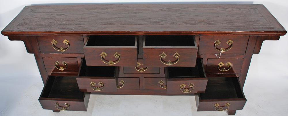 Asian-Inspired Buffet Console Cabinet with 13 Drawers