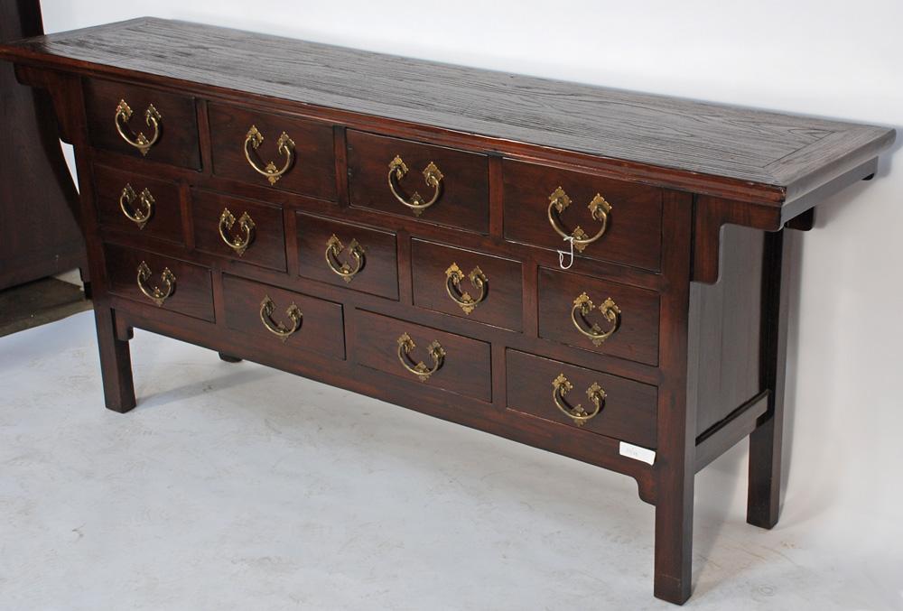 Asian-Inspired Buffet Console Cabinet with 13 Drawers