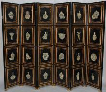 Chinese Wooden Screen Room Divider with Stone Inlay