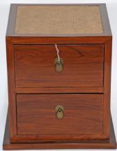 Asian-Inspired Small Cabinet with Rattan Top