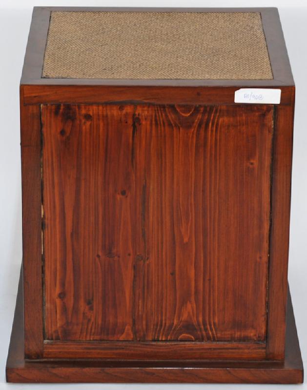Asian-Inspired Small Cabinet with Rattan Top