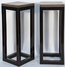 Asian-Inspired Contemporary Tall Plant Vase Stand with Marble Top